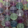 High Quality Grade A Natural Carved Lotus Flower Rainbow Fluorite Semi-precious Gemstone Round Beads - 8mm, 10mm, 12mm sizes - 15'' strand