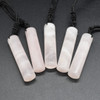 Natural Rose Quartz Semi-precious Gemstone Cylinder Pendant - Length 5.5cm - 6cm - 1 Count