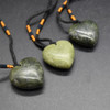 Natural Green Jade Semi-precious Gemstone Heart Shaped Pendant - 3cm - 3.5cm - 1 Count