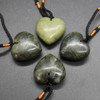 Natural Green Jade Semi-precious Gemstone Heart Shaped Pendant - 3cm - 3.5cm - 1 Count