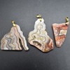 Natural Mexican Crazy Lace Agate Semi-precious Gemstone Irregular Slice Pendant - 3cm - 6cm - 1 Count