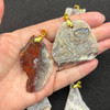 Natural Mexican Crazy Lace Agate Semi-precious Gemstone Irregular Slice Pendant - 3cm - 6cm - 1 Count