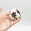 100% Wool Felt Easter Eggs -  6 Count - Ivory - Flowers - 5cm x 4.5cm