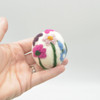 100% Wool Felt Easter Eggs -  6 Count - Ivory - Flowers - 5cm x 4.5cm