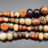 Natural Mixed Bodhi Seed and Nut Beads - 108 beads - Mala Prayer Beads - 49'' Strand