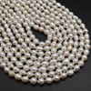 Natural White Freshwater Baroque Irregular Raindrop Teardrop Pearl Beads - 7mm - 9mm x 5mm - 7mm - 14'' Strand