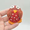 100% Wool Felt Christmas Robin with Spots - 2 Count - 6cm x 5cm x 2.5cm