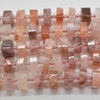 Red Hematoid Quartz Semi-Precious Gemstone Irregular Chunky FACETED Rondelle Beads - 8mm x 14mm -  15'' Strand