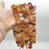 Natural Red Agate Semi-Precious Gemstone Irregular Chunky FACETED Rondelle Beads - 8mm x 14mm -  15'' Strand