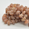 Peach Moonstone Semi-Precious Gemstone Irregular Chunky FACETED Rondelle Beads - 8mm x 14mm -  15'' Strand