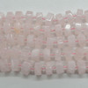 Pale Rose Quartz Semi-Precious Gemstone Irregular Chunky FACETED Rondelle Beads - 8mm x 14mm -  15'' Strand