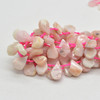 Natural Polished Pink Peruvian Opal Semi-precious Gemstone Irregular Teardrop, Pendant Beads - 13 - 16mm x 10 - 12mm - 15'' Strand