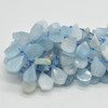 Natural Polished Aquamarine Semi-precious Gemstone Irregular Teardrop, Pendant Beads - 14 - 18mm x 10 - 12mm - 15'' Strand