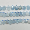 Natural Polished Aquamarine Semi-precious Gemstone Irregular Teardrop, Pendant Beads - 14 - 18mm x 10 - 12mm - 15'' Strand