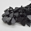 Natural Black Tourmaline FROSTED / MATT Semi-precious Gemstone Irregular Teardrop / Pendant Beads - 15 - 20mm x 10 - 12mm - 15'' Strand