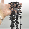 Natural Black Tourmaline FROSTED / MATT Semi-precious Gemstone Irregular Teardrop / Pendant Beads - 15 - 20mm x 10 - 12mm - 15'' Strand