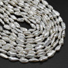 Natural Freshwater White Biwa Souffle Pearl Beads - approx 10mm - 15mm x 5mm-7mm - 14'' Strand