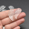 Natural Clear Crystal Quartz Semi-precious Gemstone Carved Feather Pendants - 3 Sizes