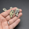 Natural Dalmatian Jasper Semi-precious Gemstone Carved Feather Pendants - 3 Sizes