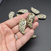 Natural Dalmatian Jasper Semi-precious Gemstone Carved Feather Pendants - 3 Sizes