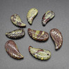 Natural Dragon Blood Jasper Semi-precious Gemstone Carved Feather Pendants - 2 Sizes