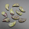 Natural Dragon Blood Jasper Semi-precious Gemstone Carved Feather Pendants - 2 Sizes