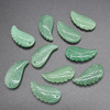 Natural Green Aventurine Semi-precious Gemstone Carved Feather Pendants - 3 Sizes