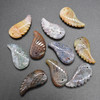 Natural Indian Agate (Fancy Jasper) Semi-precious Gemstone Carved Feather Pendants - 3 Sizes