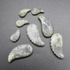 Natural Labradorite Semi-precious Gemstone Carved Feather Pendants - 2 Sizes