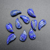 Natural Lapis Lazuli Semi-precious Gemstone Carved Feather Pendants - 3 Sizes