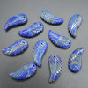 Natural Lapis Lazuli Semi-precious Gemstone Carved Feather Pendants - 3 Sizes