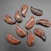 Natural Mahogany Obsidian Semi-precious Gemstone Carved Feather Pendants - 3 Sizes