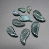 Natural Moss Agate Semi-precious Gemstone Carved Feather Pendants - 3 Sizes