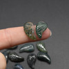 Natural Moss Agate Semi-precious Gemstone Carved Feather Pendants - 3 Sizes