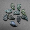 Natural Moss Agate Semi-precious Gemstone Carved Feather Pendants - 3 Sizes