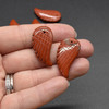 Natural Red Jasper Semi-precious Gemstone Carved Feather Pendants - 3 Sizes