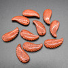 Natural Red Jasper Semi-precious Gemstone Carved Feather Pendants - 3 Sizes