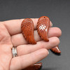 Natural Red Jasper Semi-precious Gemstone Carved Feather Pendants - 3 Sizes