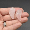 Natural Rose Quartz Semi-precious Gemstone Carved Feather Pendants - 3 Sizes