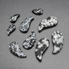 Natural Snowflake Obsidian Semi-precious Gemstone Carved Feather Pendants - 3 Sizes