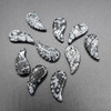 Natural Snowflake Obsidian Semi-precious Gemstone Carved Feather Pendants - 3 Sizes