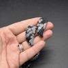 Natural Snowflake Obsidian Semi-precious Gemstone Carved Feather Pendants - 3 Sizes