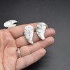 Natural White Howlite Semi-precious Gemstone Carved Feather Pendants - 3 Sizes