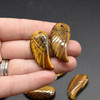 Natural Tiger Eye Semi-precious Gemstone Carved Feather Pendants - 3 Sizes