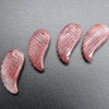 Natural Strawberry Quartz Semi-precious Gemstone Carved Feather Pendant - 3.5cm x 1.7cm