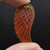 Natural Carnelian Agate Semi-precious Gemstone Carved Feather Pendant - 3.5cm x 1.7cm
