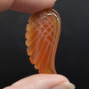 Natural Carnelian Agate Semi-precious Gemstone Carved Feather Pendant - 3.5cm x 1.7cm