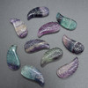 Natural Rainbow Fluorite Semi-precious Gemstone Carved Feather Pendant - 3.5cm x 1.7cm