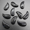 Natural Black Sheen Obsidian Semi-precious Gemstone Carved Feather Pendant - 3.5cm x 1.7cm