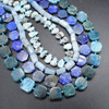Natural Mixed (Blue Colours) Semi-precious Gemstone Beads - Various Shapes - 15'' Strand